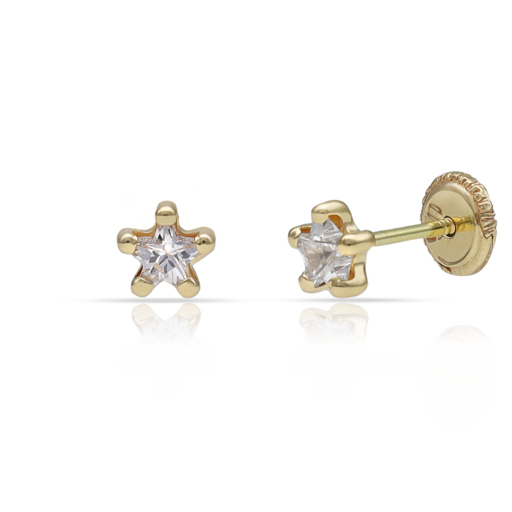 PENDIENTES ORO ESTRELLA CIRCONITAS - 4.50MM