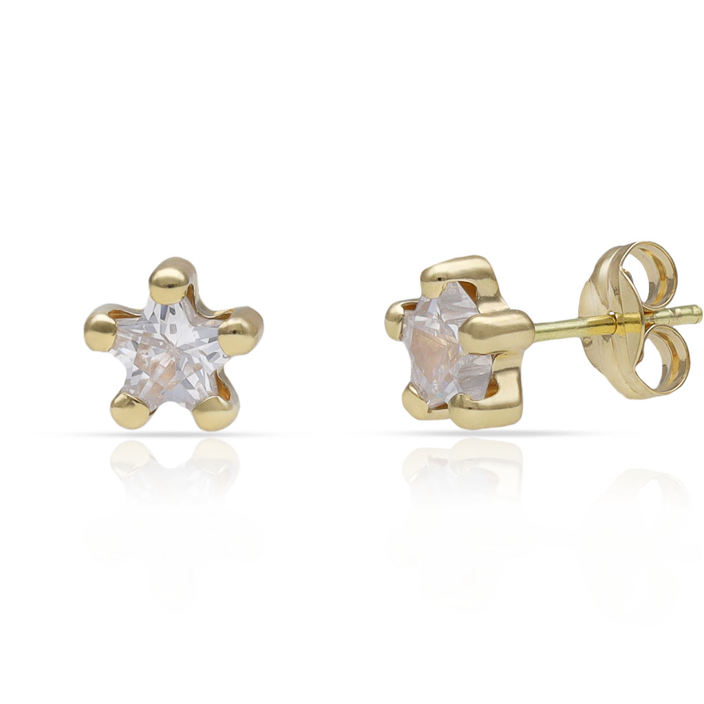 PENDIENTES ORO ESTRELLA CIRCONITAS - 6MM