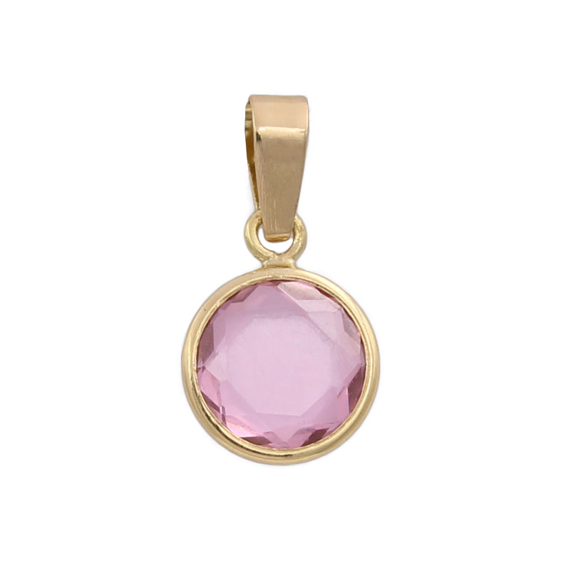 COLGANTE REDONDO ORO 18KL PIEDRA ROSA