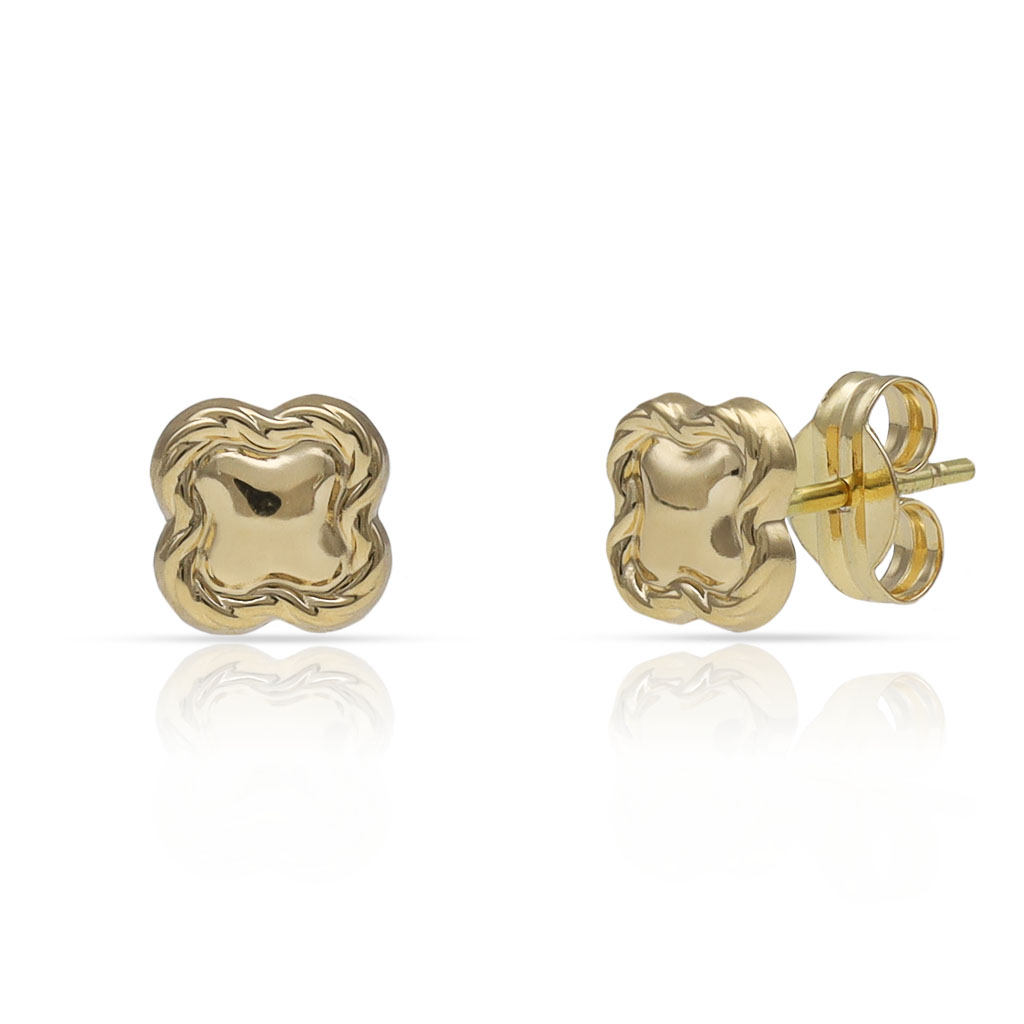 PENDIENTES ORO TREBOL - 6x6MM
