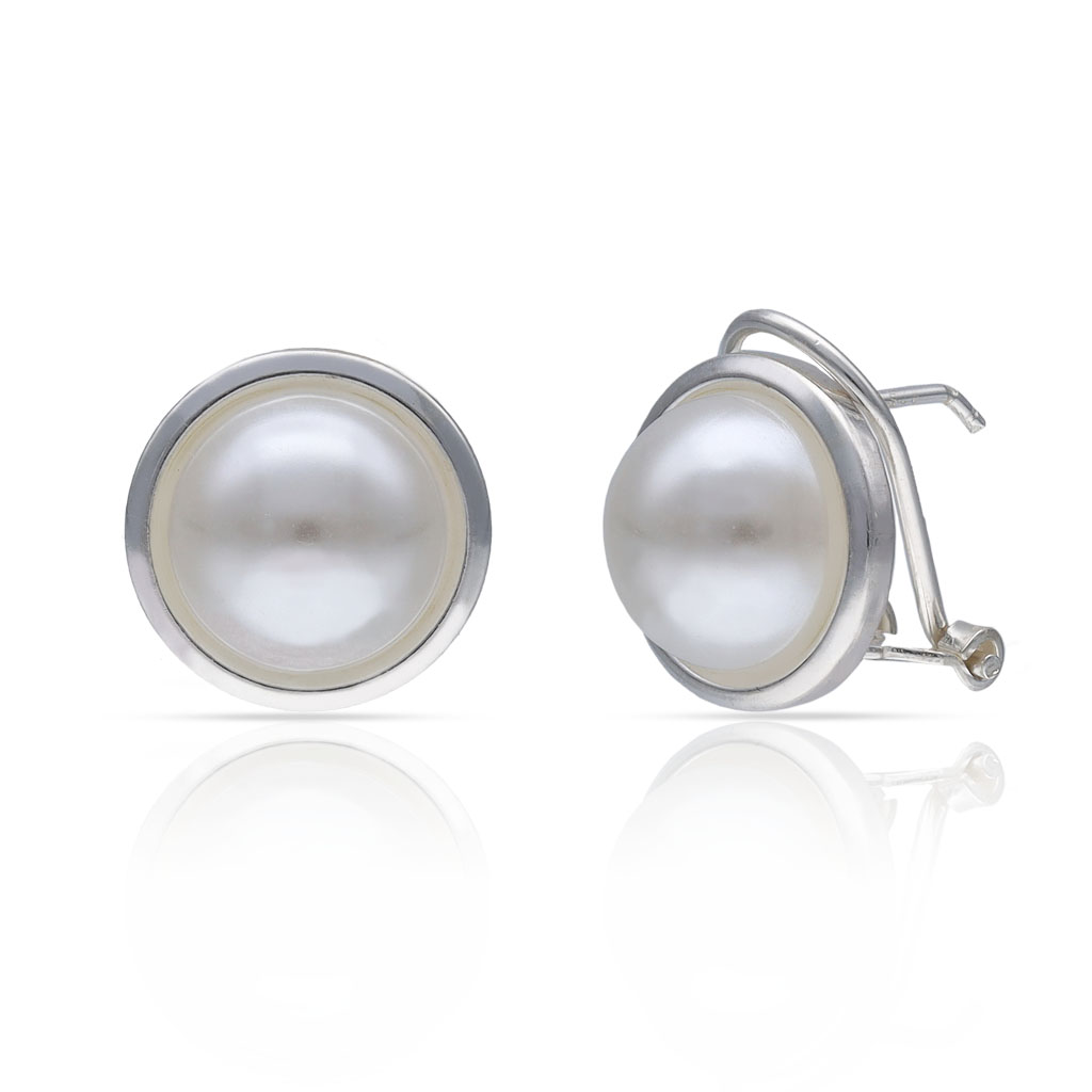 PENDIENTES PLATA 925MM CERCO + PERLAS - 13MM