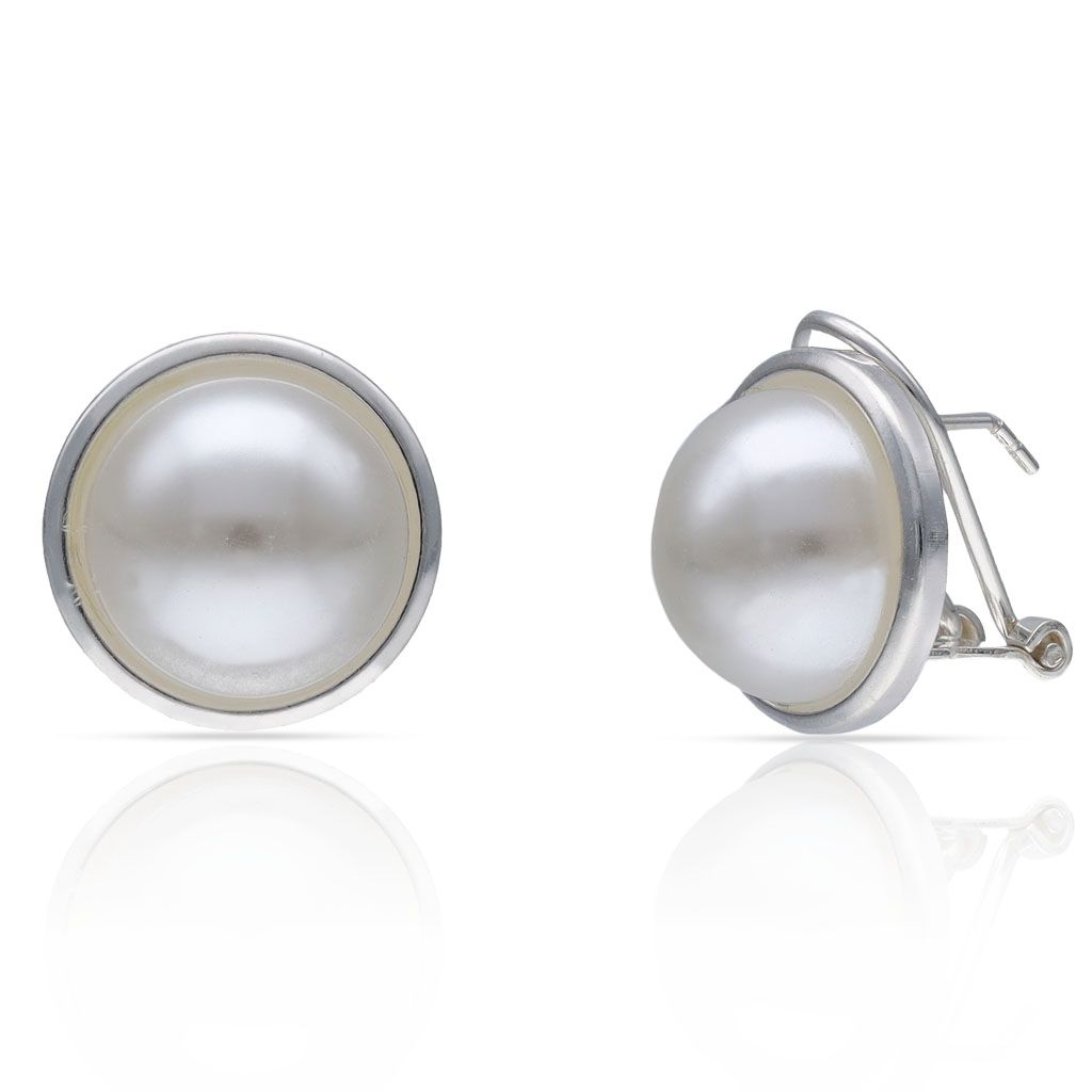 PENDIENTES PLATA 925MM CERCO + PERLAS - 14MM