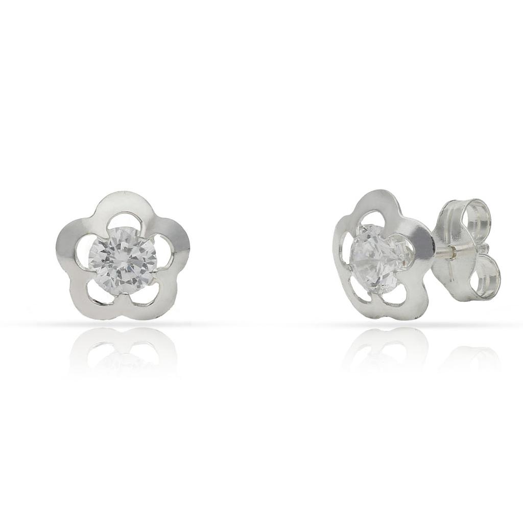 PENDIENTES PLATA 925MM FLOR CIRCONITAS - 8MM