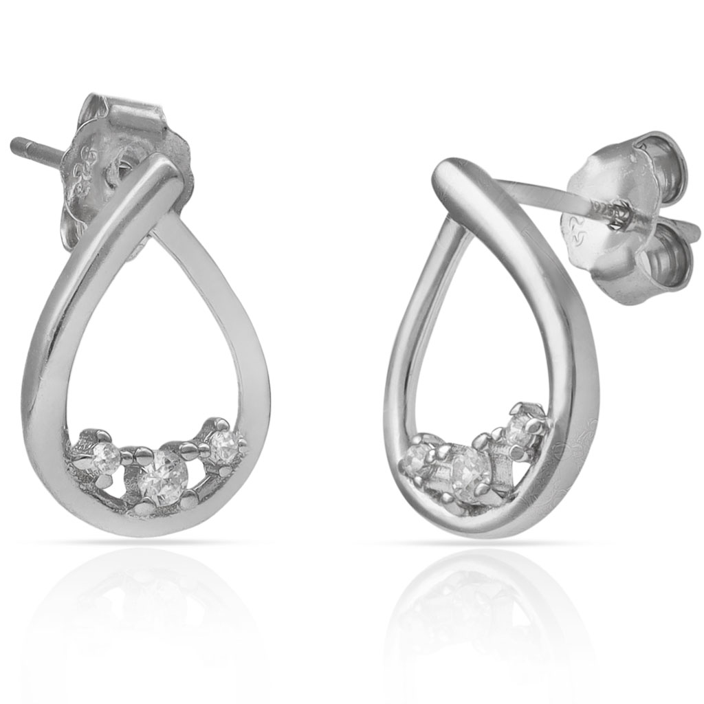 PENDIENTES PLATA 925MM GOTA CIRCONITAS - 10x14MM