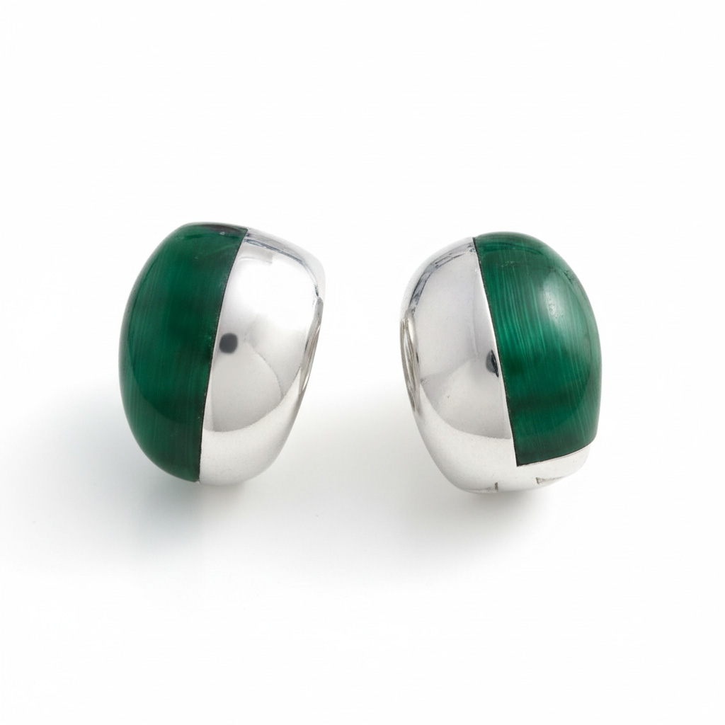 PENDIENTES PLATA 925MM OJO DE GATO VERDE