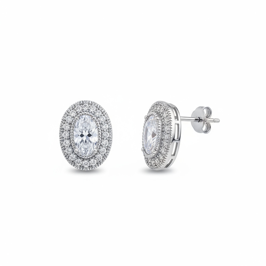 PENDIENTES PLATA 925MM OVALADO CIRCONITAS