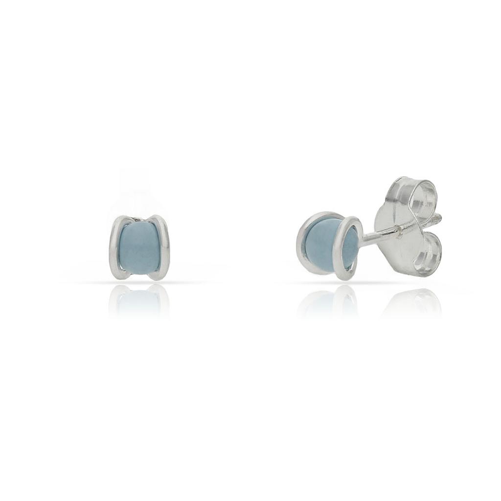 PENDIENTES PLATA 925MM PERLA AZUL - 4MM