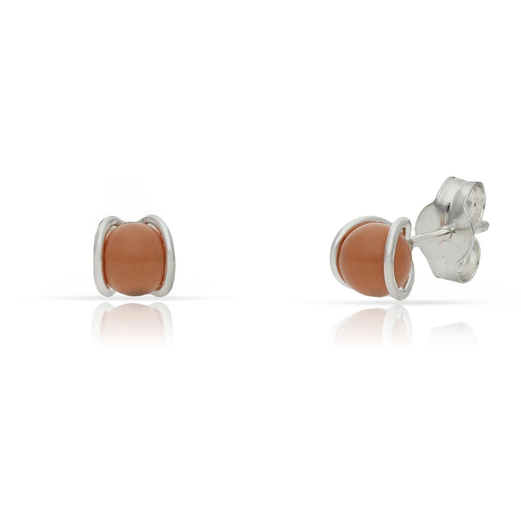 PENDIENTES PLATA 925MM PERLA SALMON - 4.50MM