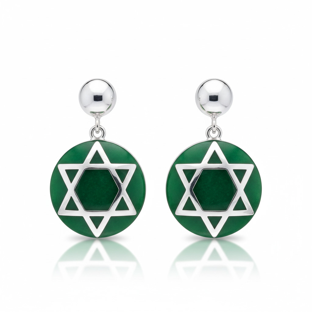 PENDIENTES PLATA 925MM RESINA VERDE