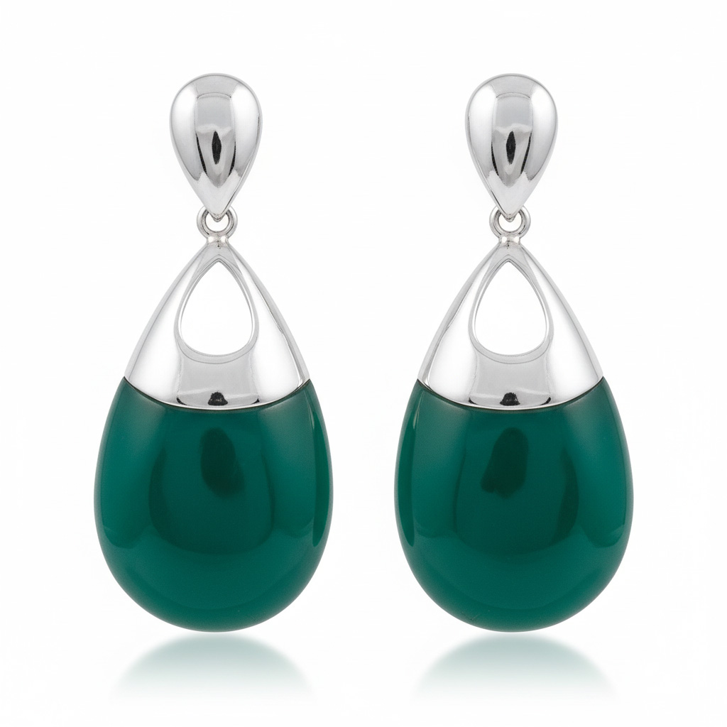 PENDIENTES PLATA 925MM RESINA VERDE