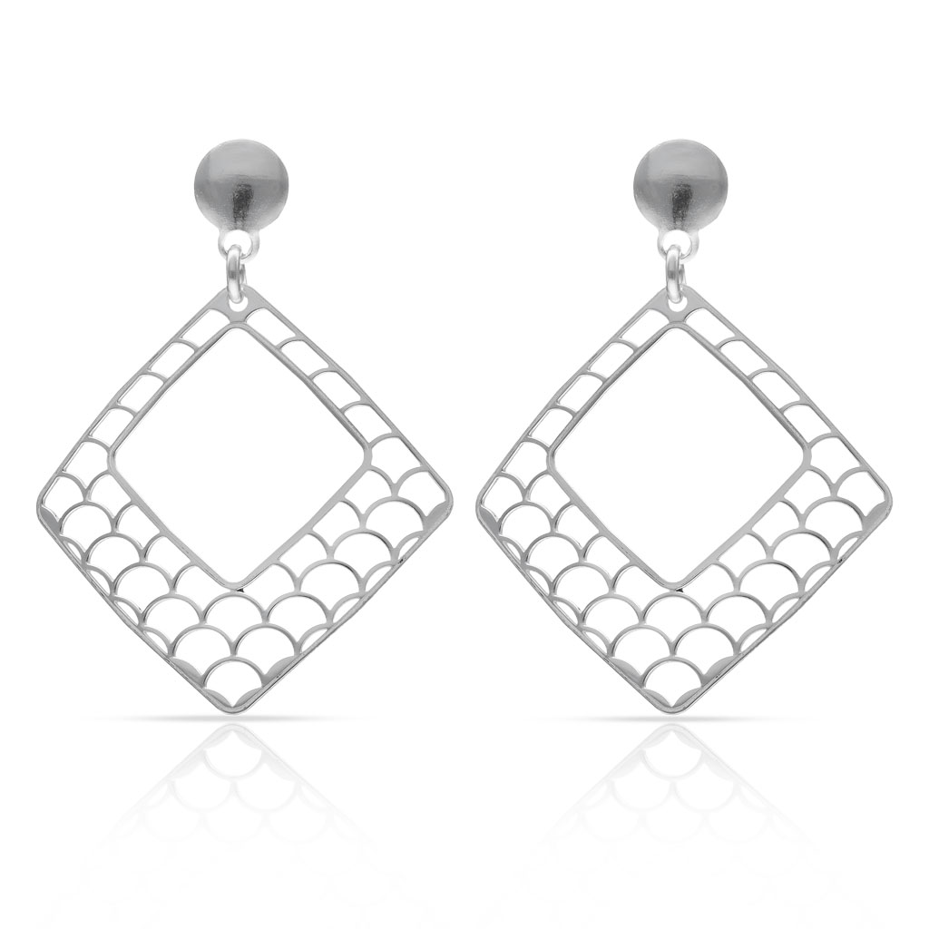 PENDIENTES PLATA 925MM ROMBO CALADOS