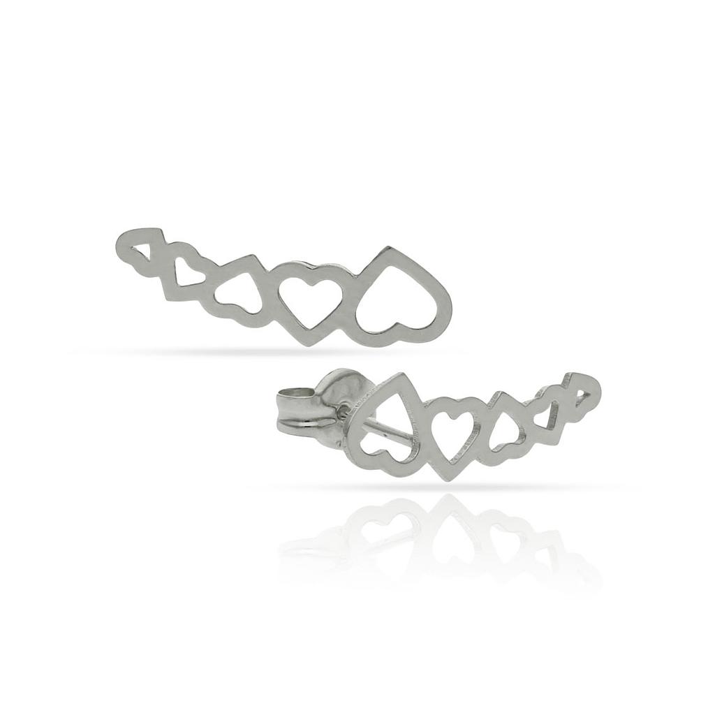 PENDIENTES PLATA 925MM TREPADORES CORAZONES
