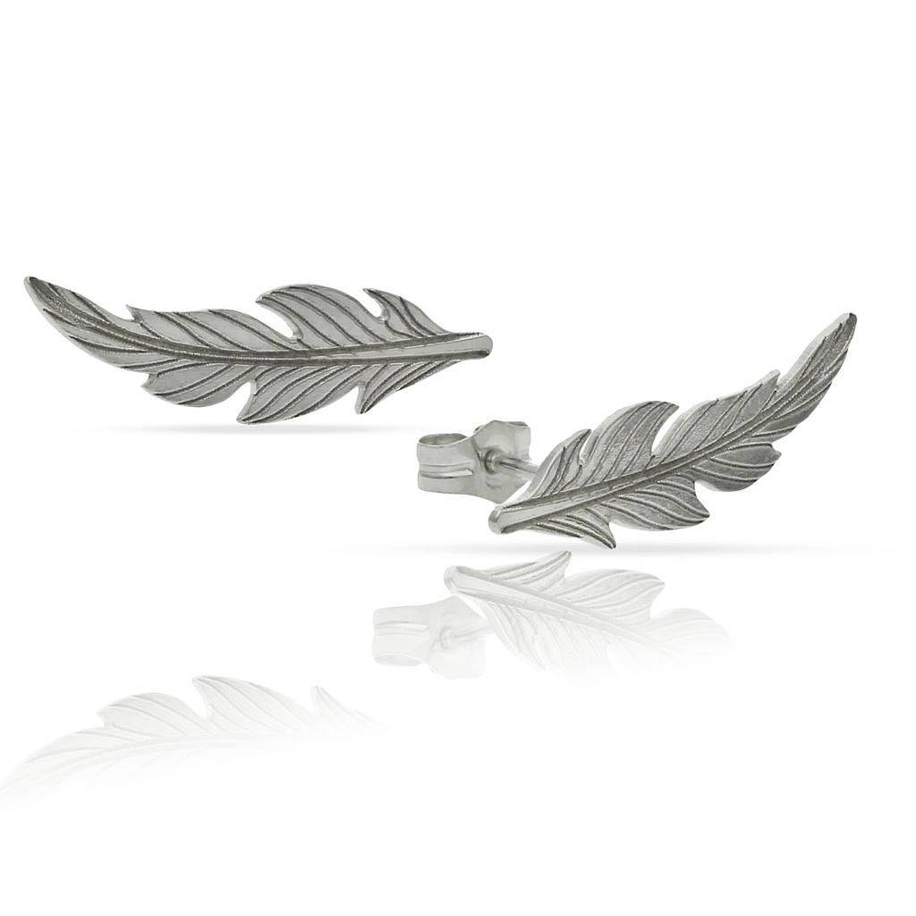 PENDIENTES PLATA 925MM TREPADORES PLUMA