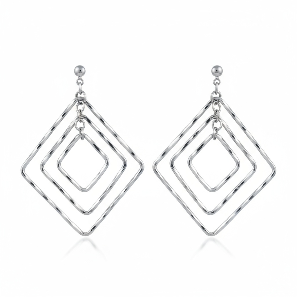PENDIENTES ROMBOS PLATA 925MM