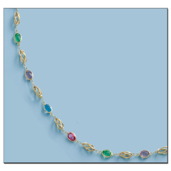 COLLAR ORO 18KL PIEDRAS COLOR