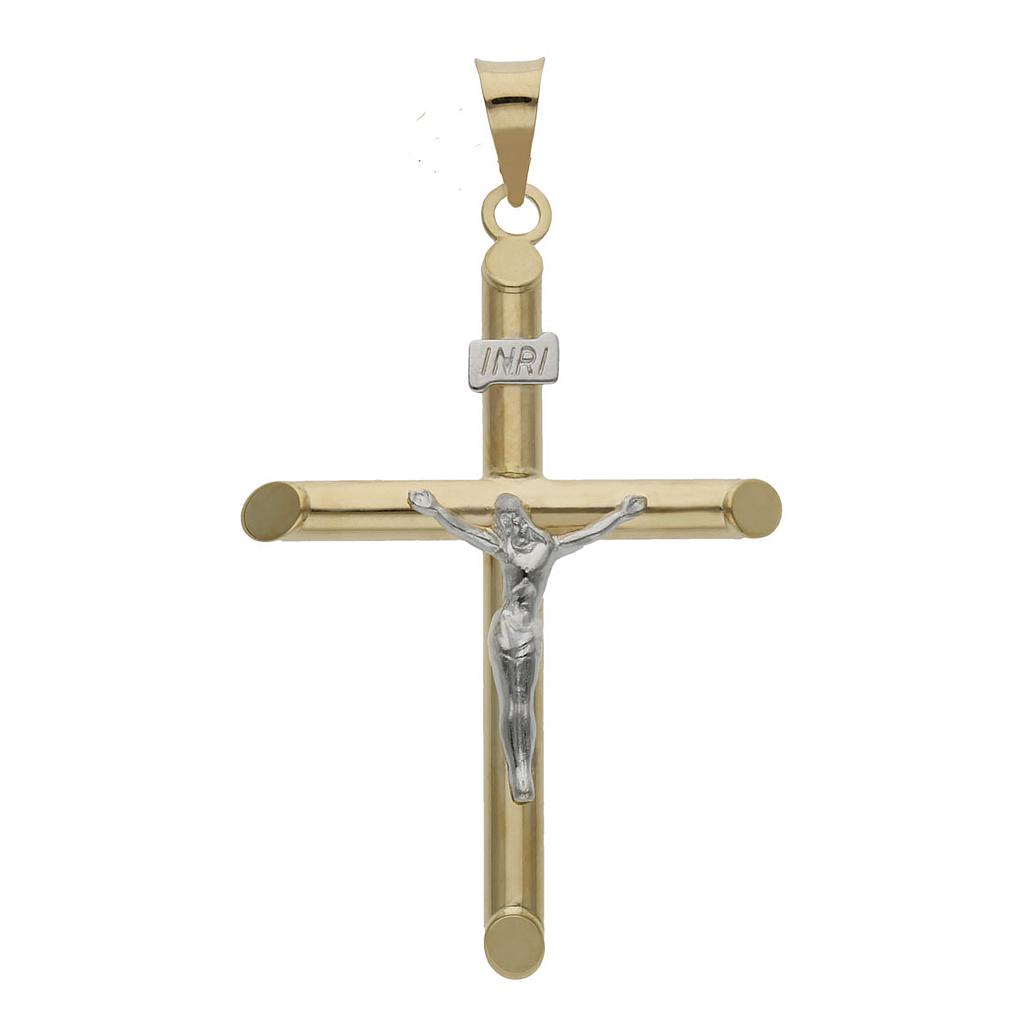 CRUZ BICOLOR ORO 18KL CRISTO - 26x37MM