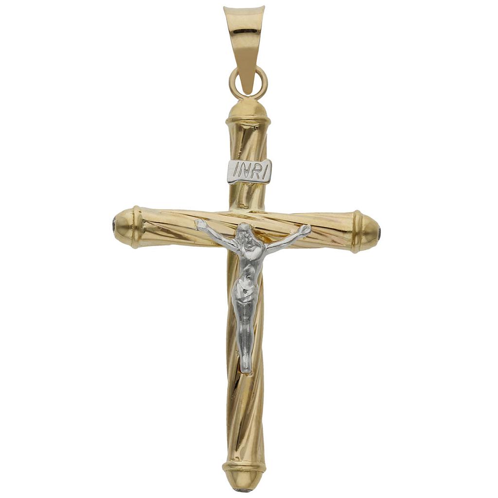 CRUZ BICOLOR ORO 18KL CRISTO - 26x40MM