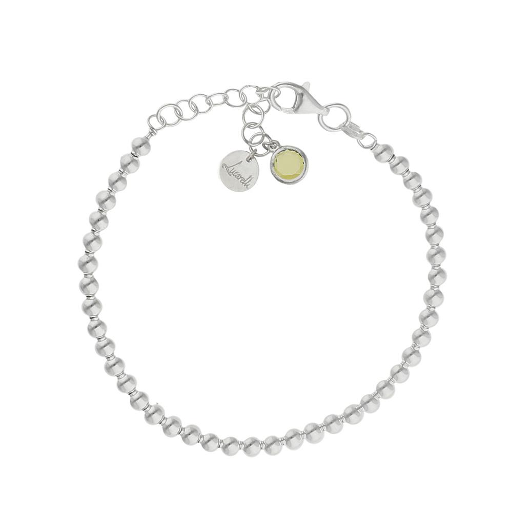 PULSERA MI HISTORIA PLATA 925MM BOLAS - VERDE