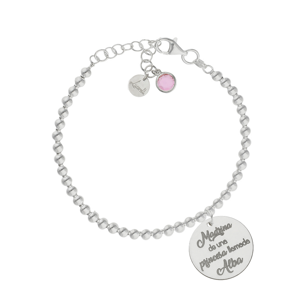 PULSERA MI HISTORIA PLATA 925MM BOLAS MADRINA