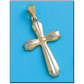 CRUZ CON CRISTO - PLATA Y ORO CHAPADO