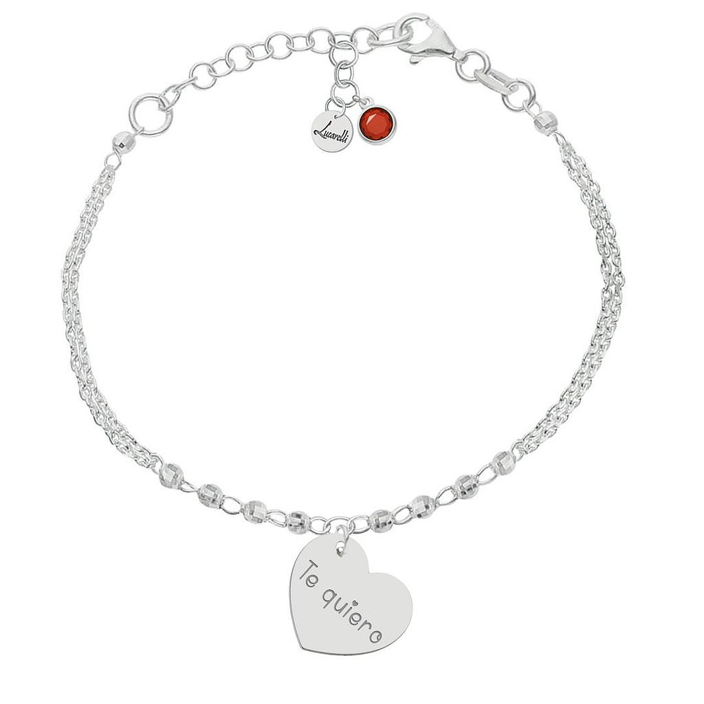 PULSERA MI HISTORIA PLATA 925MM FORZADA + BOLAS - TE QUIERO