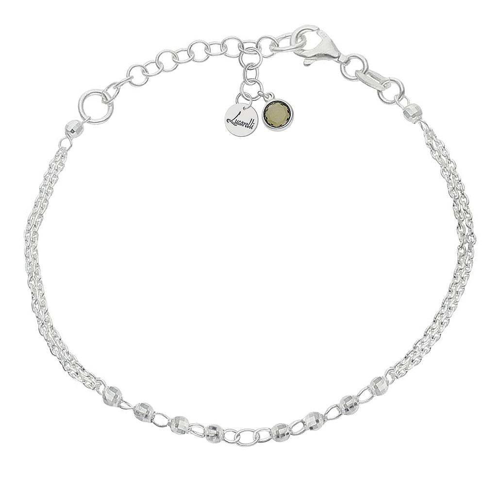 PULSERA MI HISTORIA PLATA 925MM FORZADA + BOLAS - VERDE