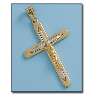 CRUZ CON CRISTO EN ORO DE 18KL BICOLOR