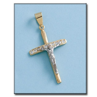 CRUZ CON CRISTO EN ORO DE 18KL BICOLOR