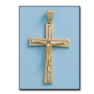 CRUZ CON CRISTO EN ORO DE 18KL BICOLOR