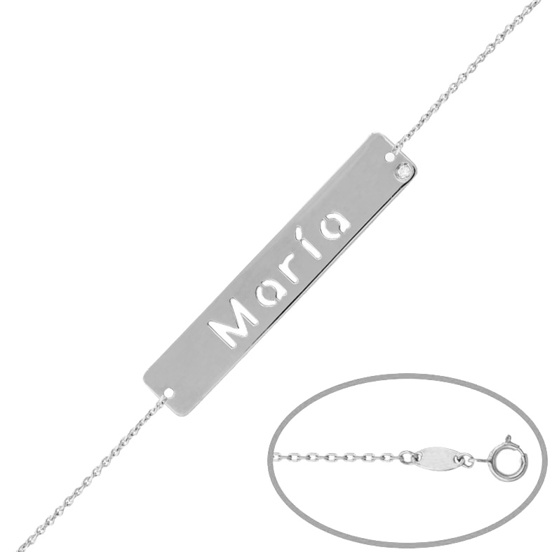 PULSERA NOMBRE ORO BLANCO 18KL DIAMANTE