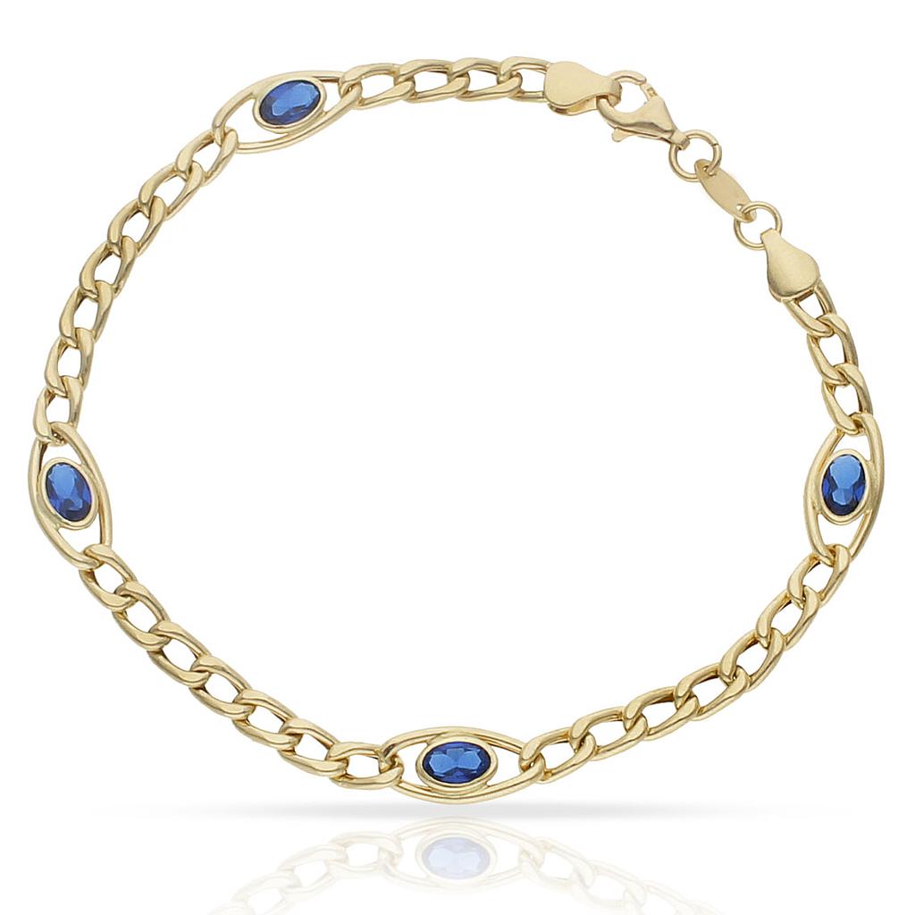 PULSERA ORO 18KL BARBADA PIEDRA AZUL