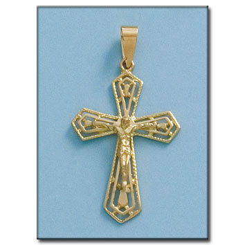 CRUZ EN ORO DE 18KL CON CRISTO - 20X30MM