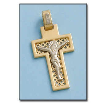 CRUZ EN ORO DE 18KL CON CRISTO - 21X33MM