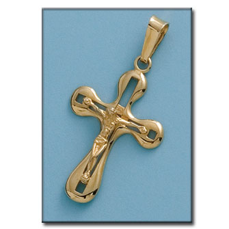 CRUZ EN ORO DE 18KL CON CRISTO - 23X37MM