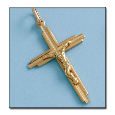 CRUZ EN ORO DE 18KL CON CRISTO - 30X40MM