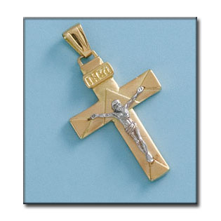 CRUZ EN ORO DE 18KL CON CRISTO BICOLOR