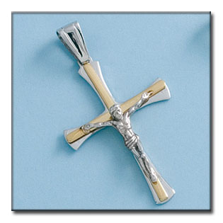 CRUZ EN ORO DE 18KL CON CRISTO BICOLOR