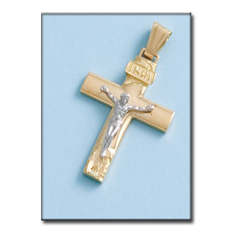 CRUZ EN ORO DE 18KL CON CRISTO BICOLOR