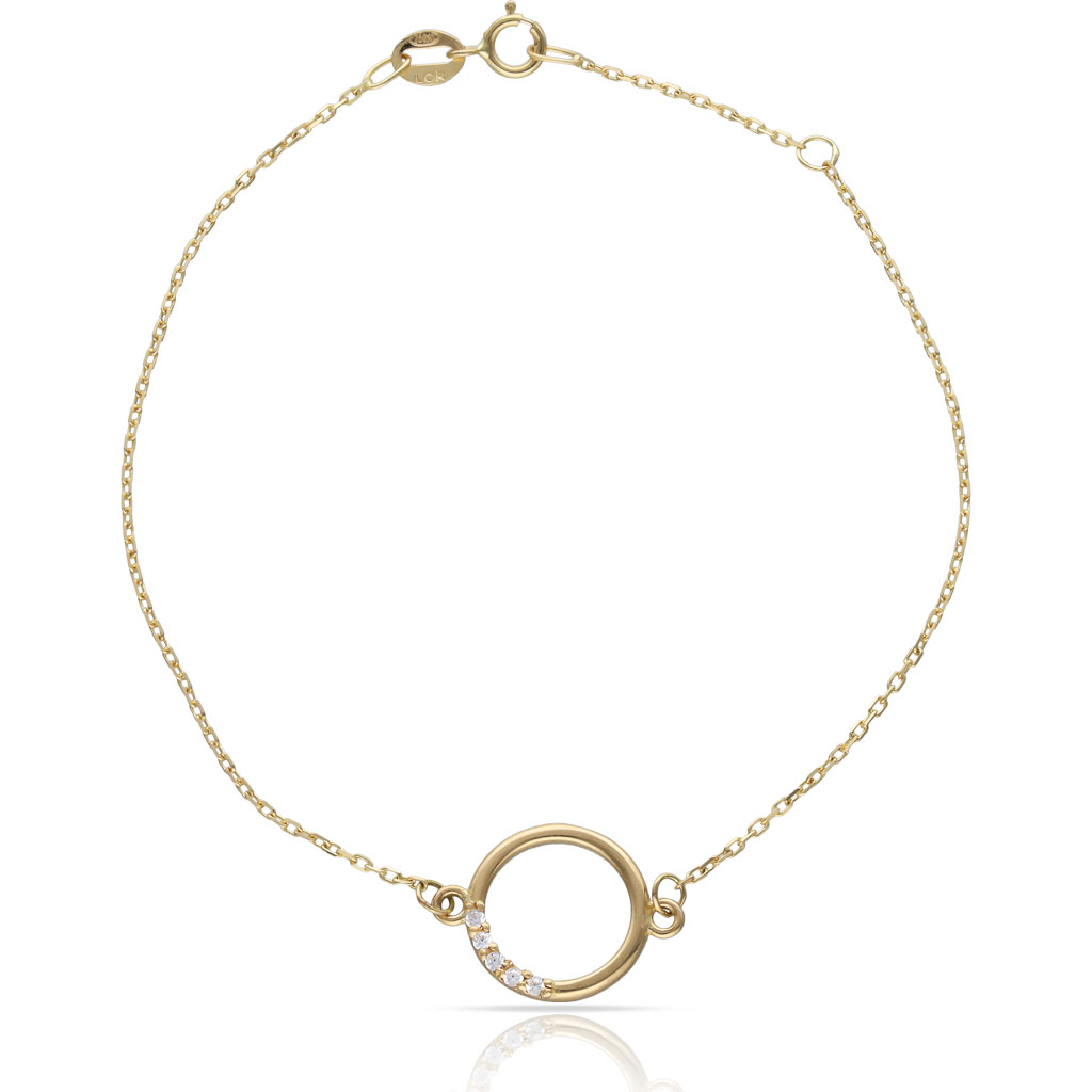 PULSERA ORO 18KL CIRCULO + CIRCONITAS