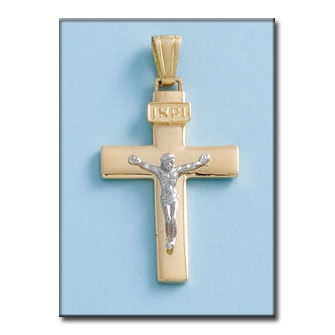 CRUZ EN ORO DE 18KL CON CRISTO BICOLOR