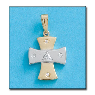 CRUZ ORO DE 18KL BICOLOR CON CIRCONITAS 