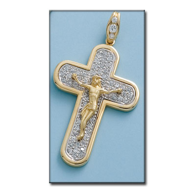 CRUZ ORO DE 18KL CON CRISTO Y CIRCONITAS