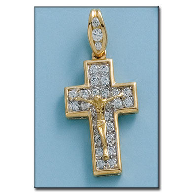 CRUZ ORO DE 18KL CON CRISTO Y CIRCONITAS