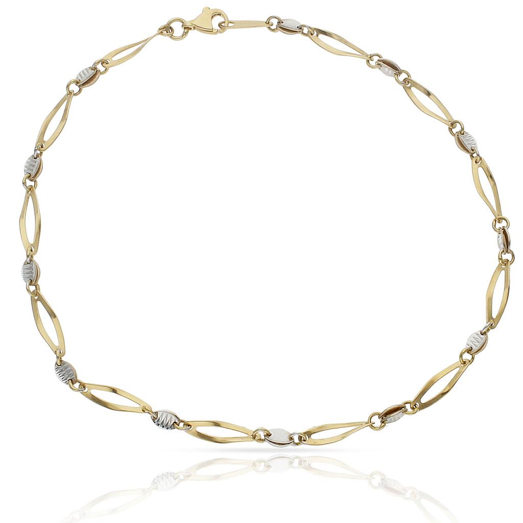 PULSERA ORO 18KL TOBILLERA BICOLOR