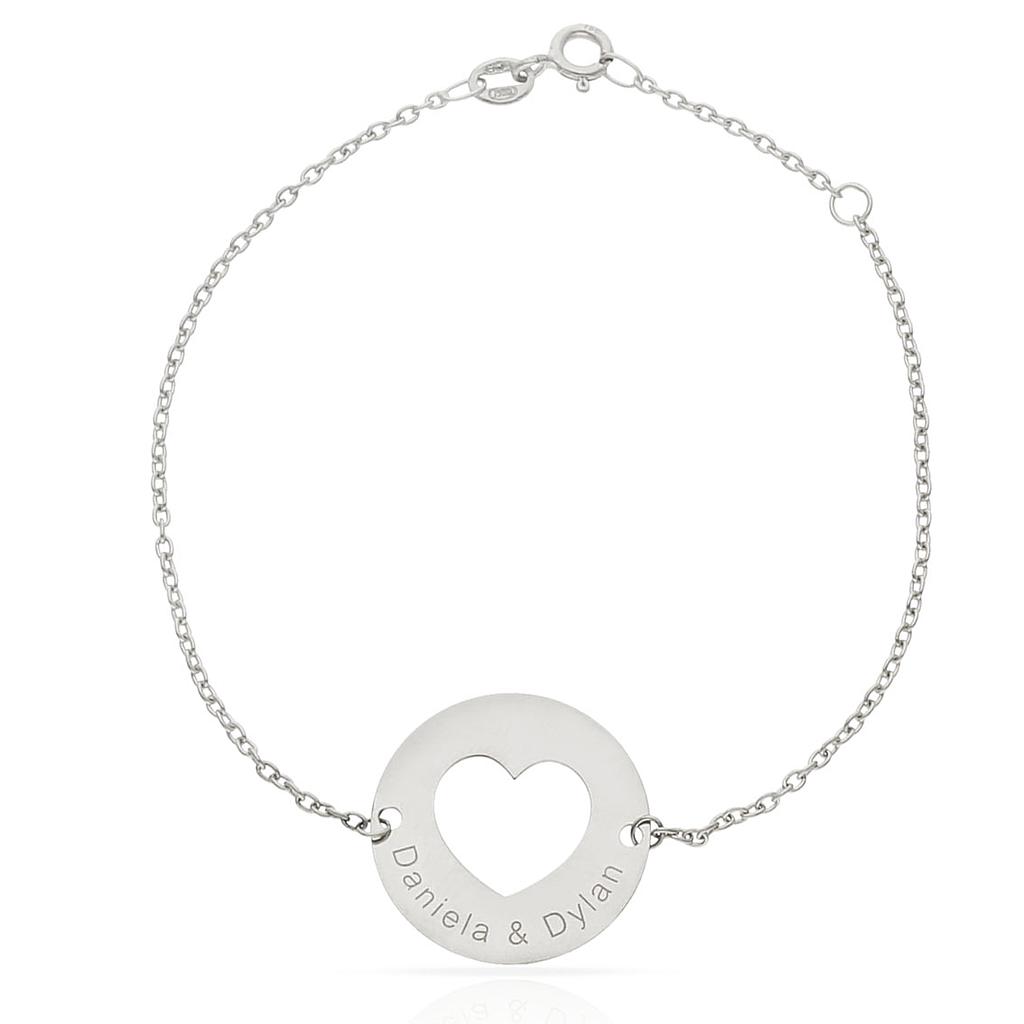 PULSERA ORO BLANCO 18KL CIRCULO + NOMBRES