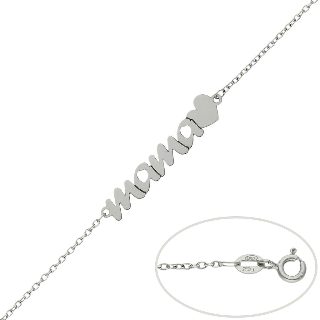PULSERA ORO BLANCO 18KL MAMA + CORAZON