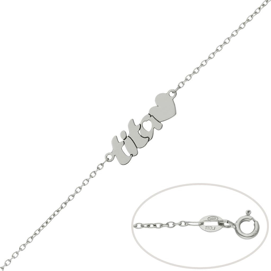 PULSERA ORO BLANCO 18KL TITA + CORAZON