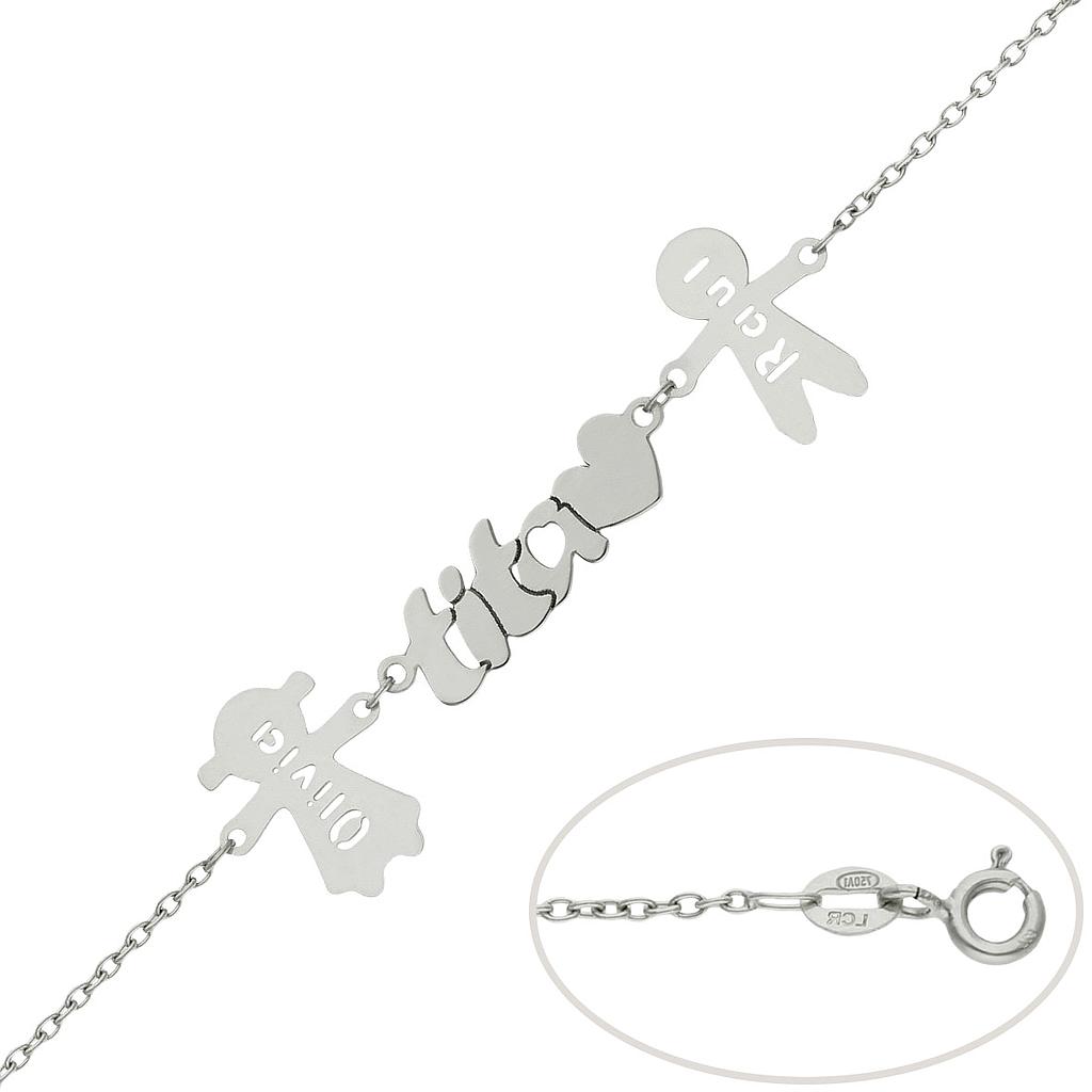 PULSERA ORO BLANCO 18KL TITA + NIÑOS