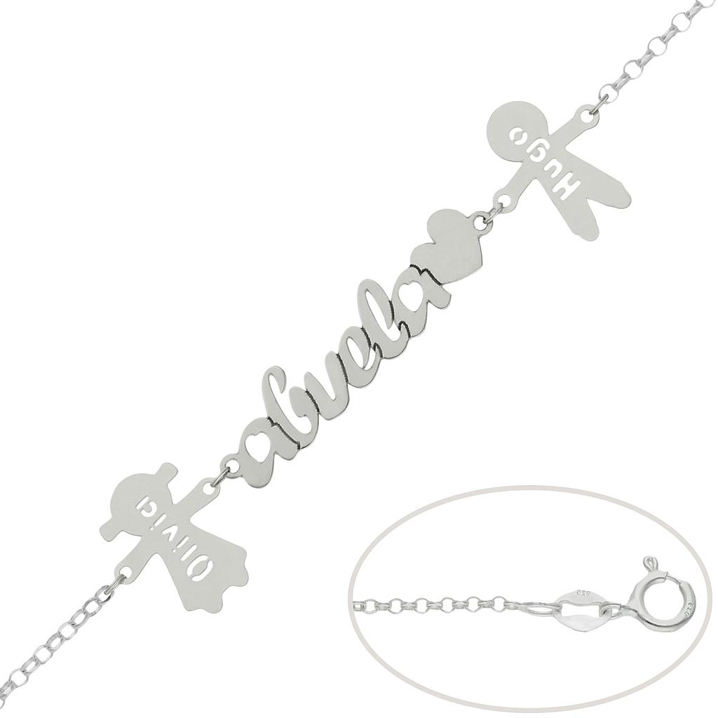 PULSERA PLATA 925MM ABUELA + NIÑOS