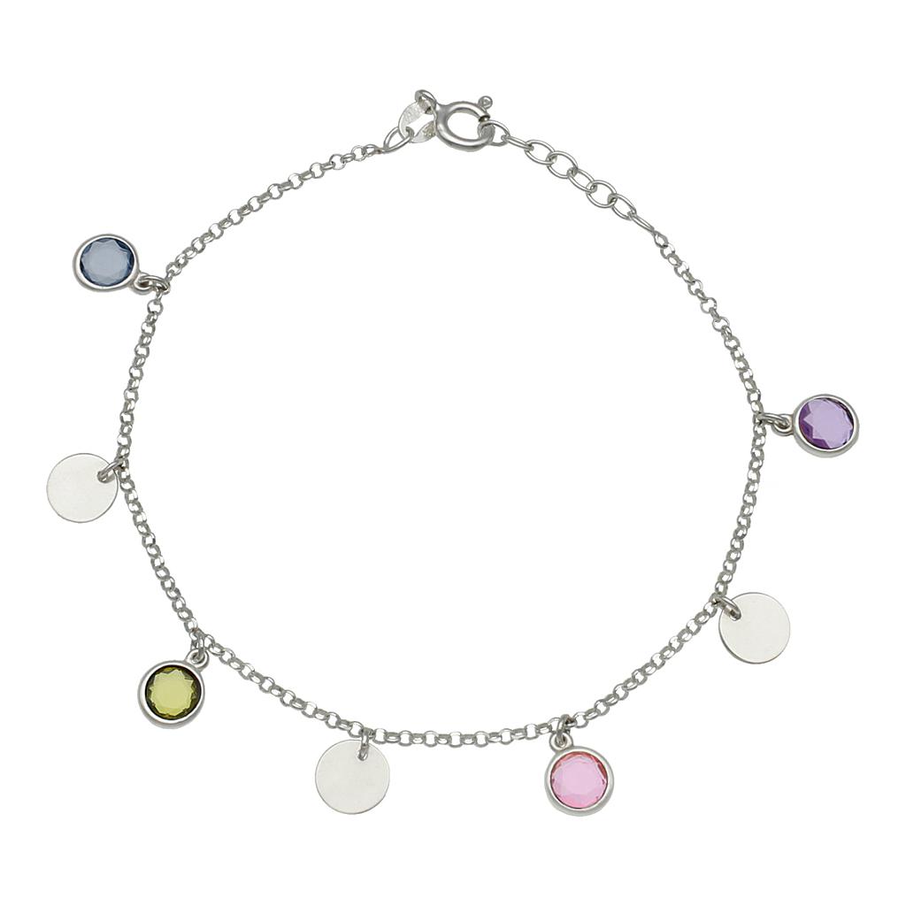PULSERA PLATA 925MM CIRCULOS + PIEDRAS
